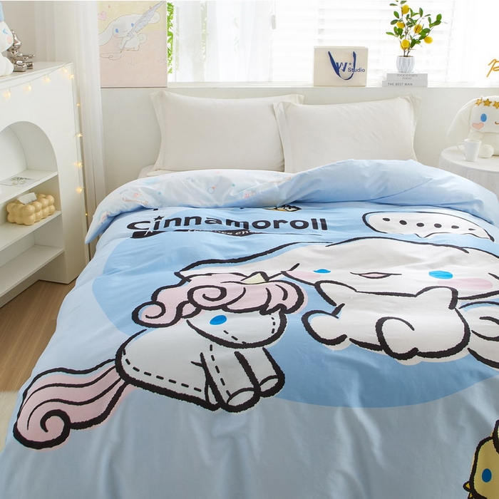 91家纺网 家纺一手货源 找家纺 蘭菲2023新款全棉印染三丽鸥全棉大版卡通四件套-被套 布丁