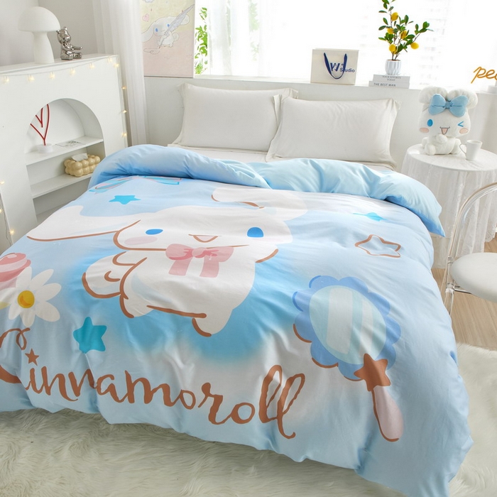 91家纺网 家纺一手货源 找家纺 蘭菲2023新款全棉印染三丽鸥全棉大版卡通四件套-被套 果果