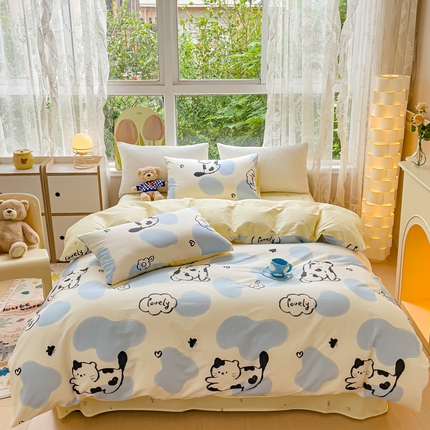 91家纺网 家纺一手货源 找家纺 （总）珺柔 2023新款40支纱13070锁边工艺款全棉印花四件套