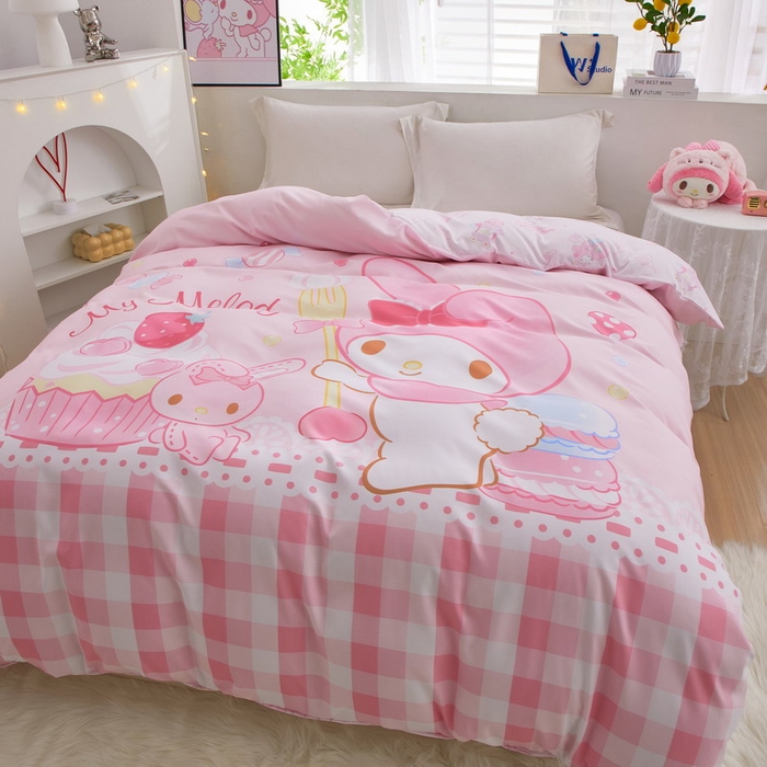 91家纺网 家纺一手货源 找家纺 蘭菲2023新款全棉印染三丽鸥全棉大版卡通四件套-被套 节日快乐