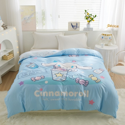蘭菲2023新款全棉印染三丽鸥全棉大版卡通四件套-被套 奶茶来了
