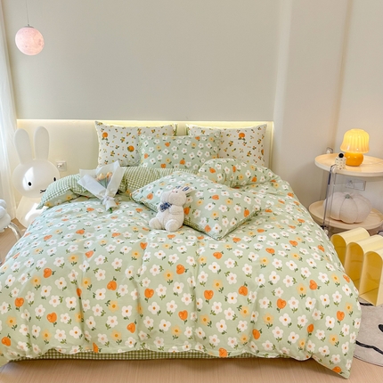 91家纺网 家纺一手货源 找家纺 （总）权瑾家纺 全棉13372印花四件套小清新少女风直播爆款