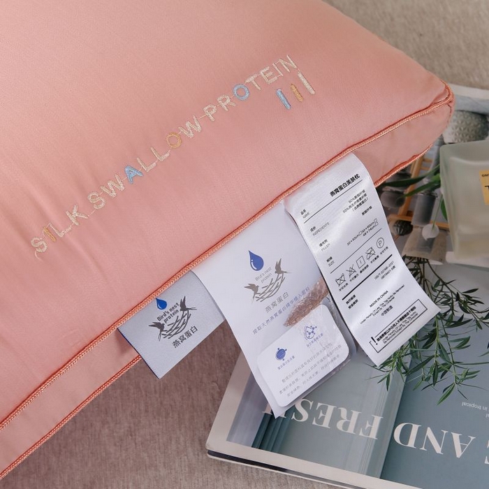 91家纺网 家纺一手货源 找家纺 天意美 2023新款-字母燕窝蛋白枕头枕芯 48x74cm燕窝蛋白字母-粉（一只）