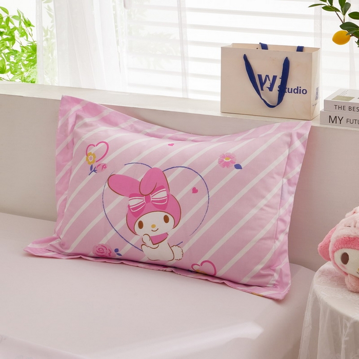 91家纺网 家纺一手货源 找家纺 蘭菲2023新款全棉印染三丽鸥全棉大版卡通四件套-枕套 天真