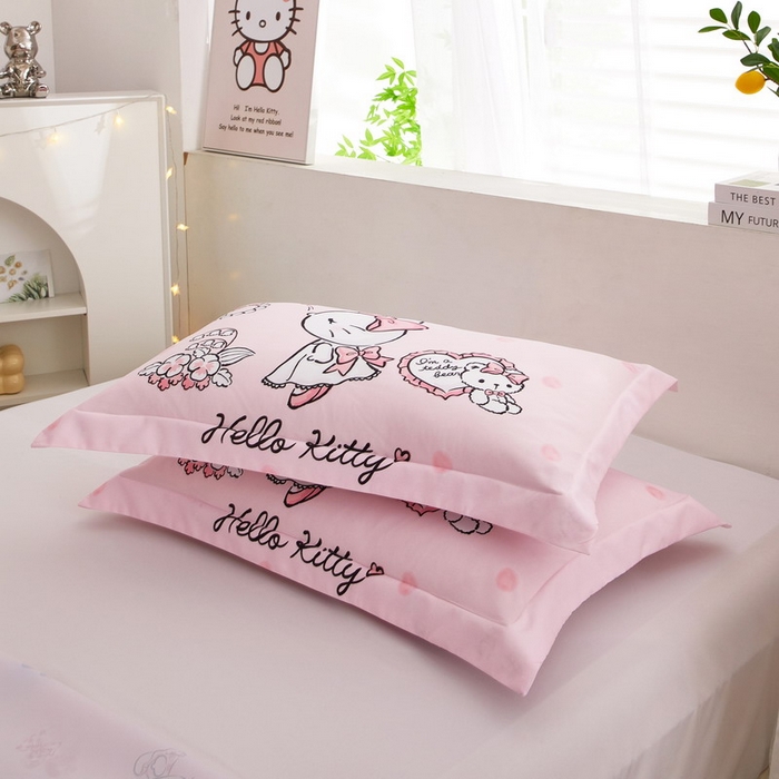 91家纺网 家纺一手货源 找家纺 蘭菲2023新款全棉印染三丽鸥全棉大版卡通四件套-枕套 公主