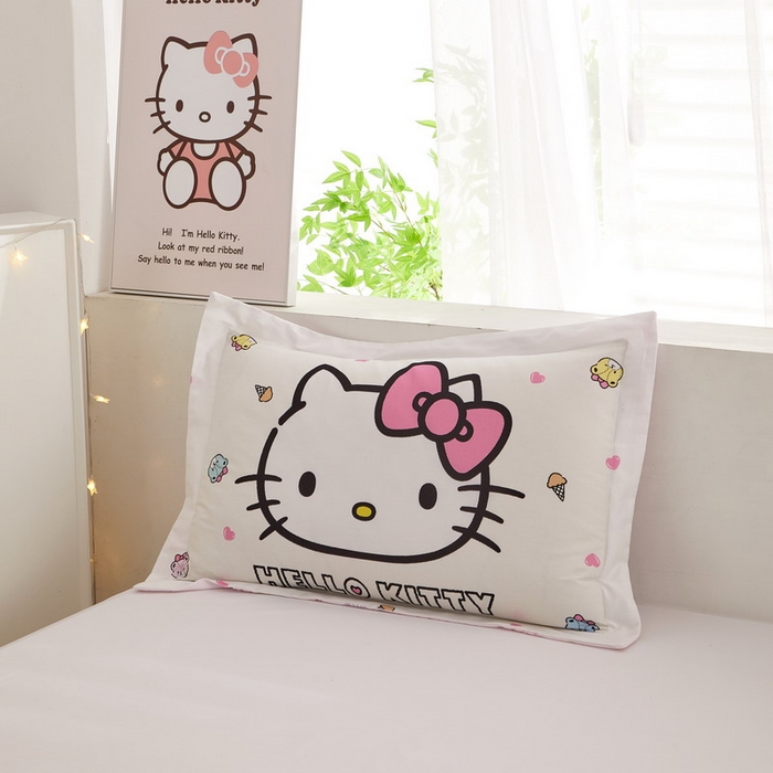 91家纺网 家纺一手货源 找家纺 蘭菲2023新款全棉印染三丽鸥全棉大版卡通四件套-枕套 甜品站