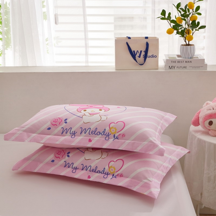 91家纺网 家纺一手货源 找家纺 蘭菲2023新款全棉印染三丽鸥全棉大版卡通四件套-枕套 天真