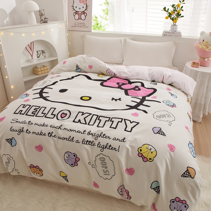 91家纺网 家纺一手货源 找家纺 蘭菲2023新款全棉印染三丽鸥全棉大版卡通四件套-被套 甜品站