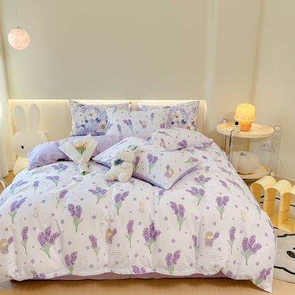 91家纺网 家纺一手货源 找家纺 （总）权瑾家纺 全棉13372印花四件套小清新少女风直播爆款