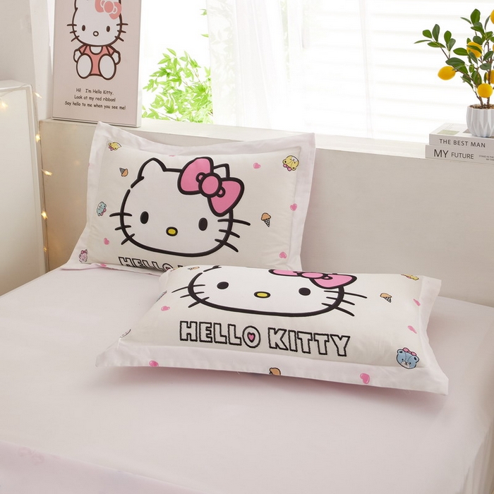 91家纺网 家纺一手货源 找家纺 蘭菲2023新款全棉印染三丽鸥全棉大版卡通四件套-枕套 甜品站