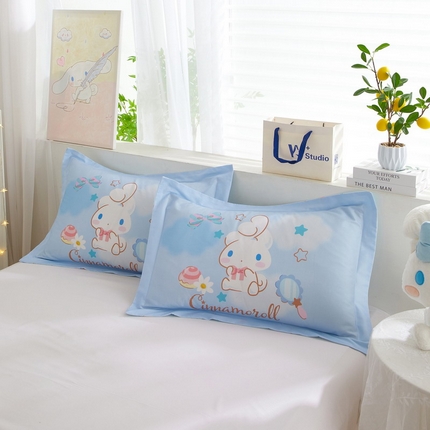 91家纺网 家纺一手货源 找家纺 蘭菲2023新款全棉印染三丽鸥全棉大版卡通四件套-枕套 果果