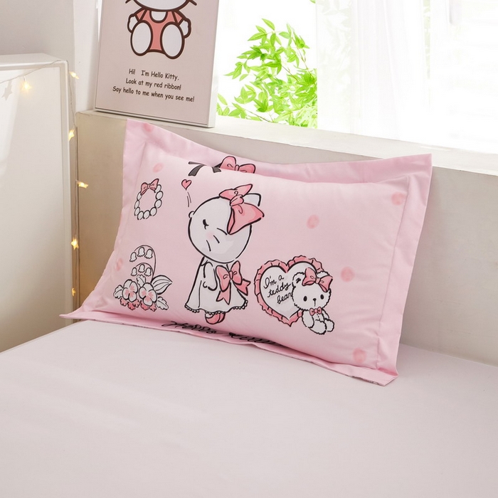 91家纺网 家纺一手货源 找家纺 蘭菲2023新款全棉印染三丽鸥全棉大版卡通四件套-枕套 公主