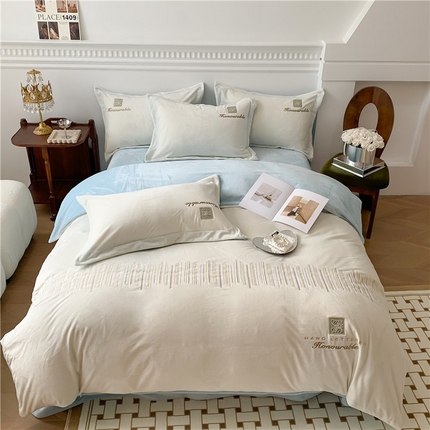 91家纺网 家纺一手货源 找家纺 （总）首尔 2023新款加厚宝宝绒四件套  