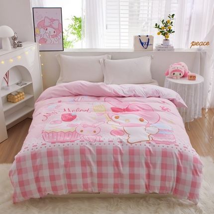 91家纺网 家纺一手货源 找家纺 蘭菲2023新款全棉印染三丽鸥全棉大版卡通四件套-被套 节日快乐