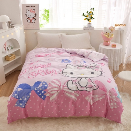 91家纺网 家纺一手货源 找家纺 蘭菲2023新款全棉印染三丽鸥全棉大版卡通四件套-被套 炫彩KT