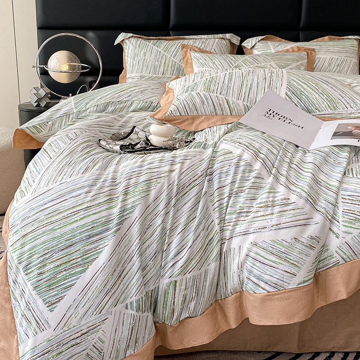 91家纺网 家纺一手货源 找家纺 金奇达 2024新款全棉宽边轻奢四件套 初夏