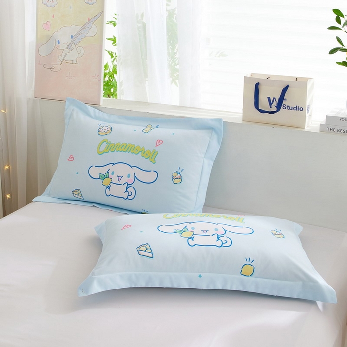 91家纺网 家纺一手货源 找家纺 蘭菲2023新款全棉印染三丽鸥全棉大版卡通四件套-枕套 圆宝