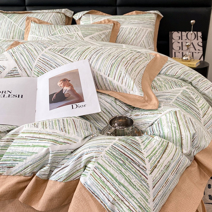 91家纺网 家纺一手货源 找家纺 金奇达 2024新款全棉宽边轻奢四件套 初夏