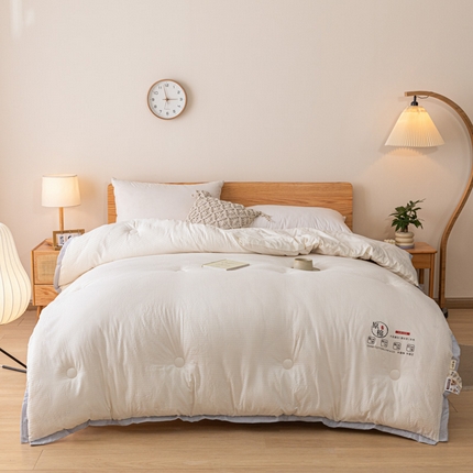 亚龙工厂店 泡泡纱豆豆被 白色