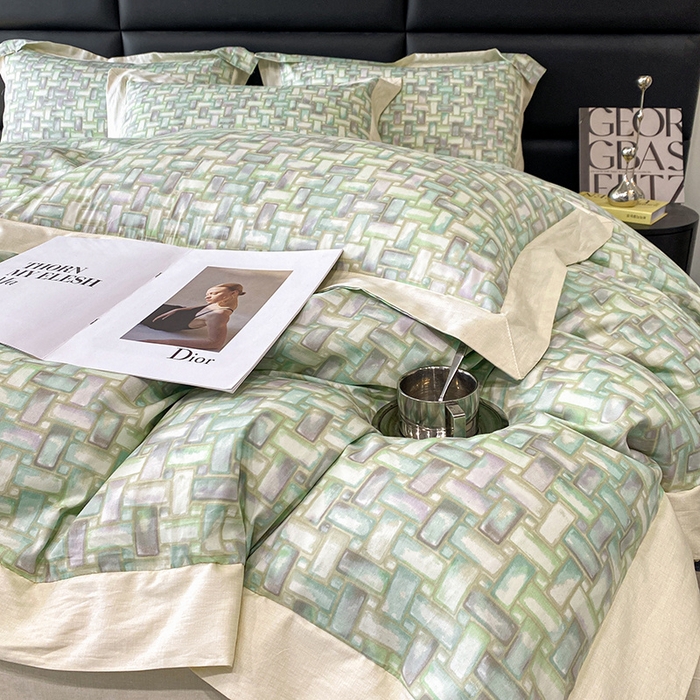 91家纺网 家纺一手货源 找家纺 金奇达 2024新款全棉宽边轻奢四件套 岛屿