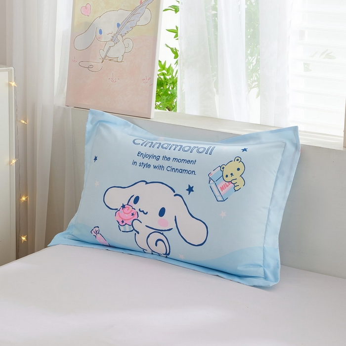 91家纺网 家纺一手货源 找家纺 蘭菲2023新款全棉印染三丽鸥全棉大版卡通四件套-枕套 吃货