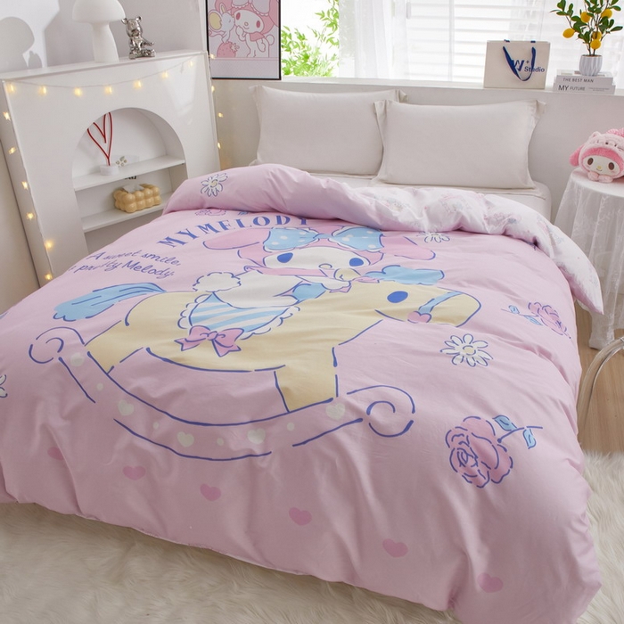 91家纺网 家纺一手货源 找家纺 蘭菲2023新款全棉印染三丽鸥全棉大版卡通四件套-被套 小乐乐