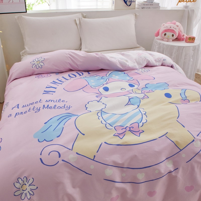 91家纺网 家纺一手货源 找家纺 蘭菲2023新款全棉印染三丽鸥全棉大版卡通四件套-被套 小乐乐
