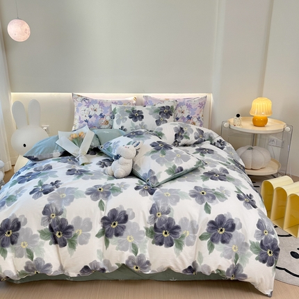 91家纺网 家纺一手货源 找家纺 （总）权瑾家纺 全棉13372印花四件套小清新少女风直播爆款