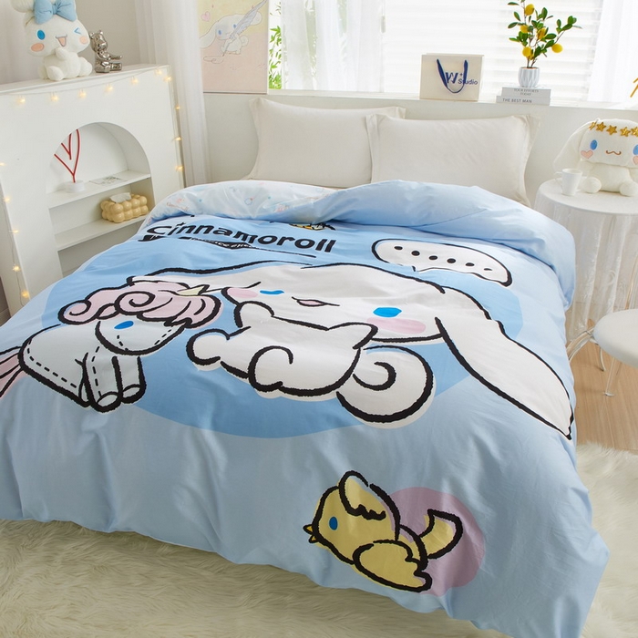 91家纺网 家纺一手货源 找家纺 蘭菲2023新款全棉印染三丽鸥全棉大版卡通四件套-被套 布丁
