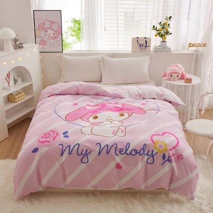 91家纺网 家纺一手货源 找家纺 蘭菲2023新款全棉印染三丽鸥全棉大版卡通四件套-被套 天真