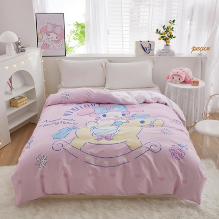 91家纺网 家纺一手货源 找家纺 蘭菲2023新款全棉印染三丽鸥全棉大版卡通四件套-被套 小乐乐