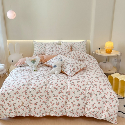 91家纺网 家纺一手货源 找家纺 （总）权瑾家纺 全棉13372印花四件套小清新少女风直播爆款