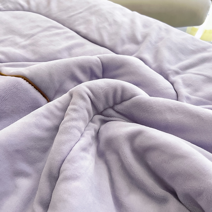 91家纺网 家纺一手货源 找家纺 阳光依佰 2023新款牛奶绒毛巾绣秋冬加厚抱枕被 浅紫