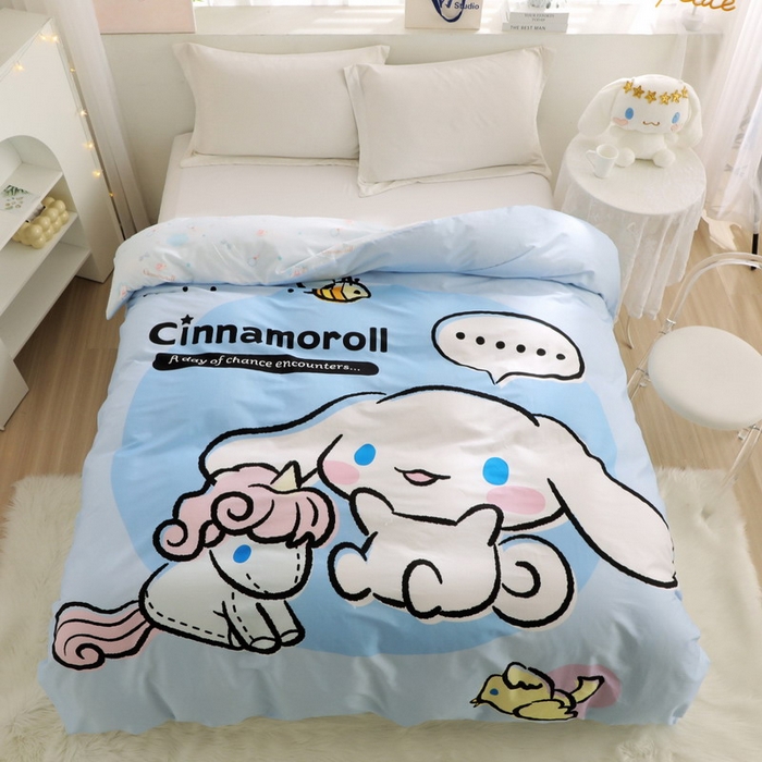 91家纺网 家纺一手货源 找家纺 蘭菲2023新款全棉印染三丽鸥全棉大版卡通四件套-被套 布丁