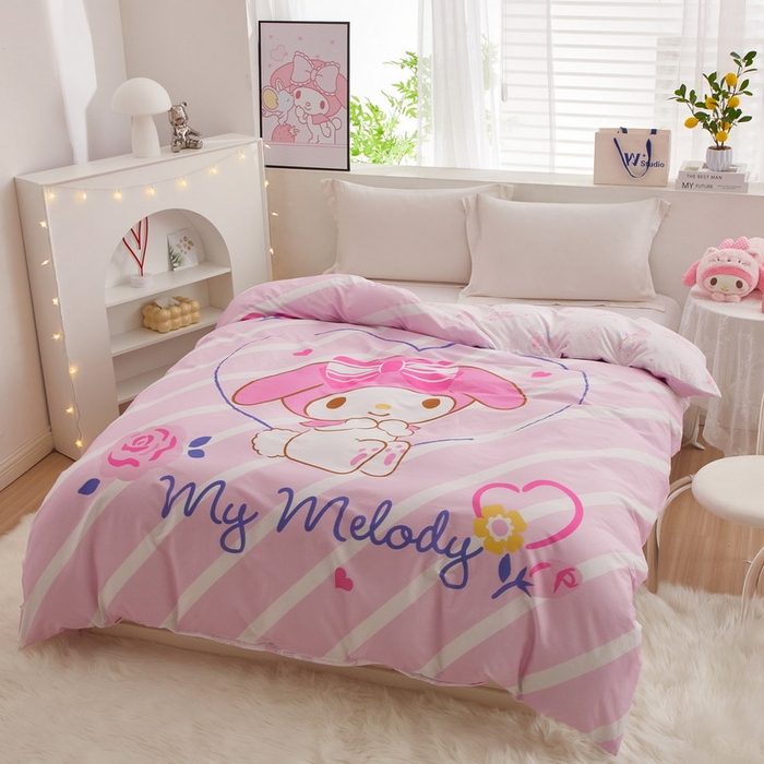 91家纺网 家纺一手货源 找家纺 蘭菲2023新款全棉印染三丽鸥全棉大版卡通四件套-被套 天真