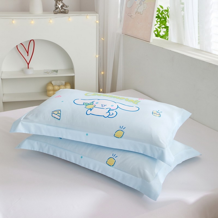 91家纺网 家纺一手货源 找家纺 蘭菲2023新款全棉印染三丽鸥全棉大版卡通四件套-枕套 圆宝