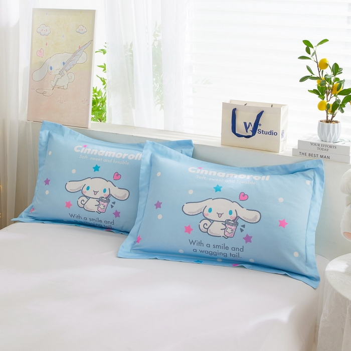 91家纺网 家纺一手货源 找家纺 蘭菲2023新款全棉印染三丽鸥全棉大版卡通四件套-枕套 奶茶来了