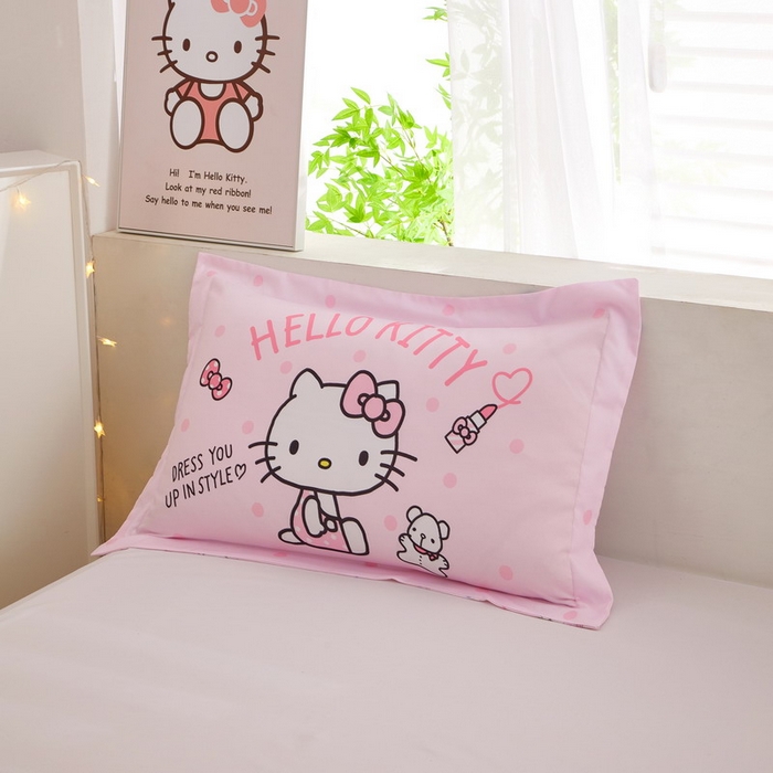 91家纺网 家纺一手货源 找家纺 蘭菲2023新款全棉印染三丽鸥全棉大版卡通四件套-枕套 甜心kT