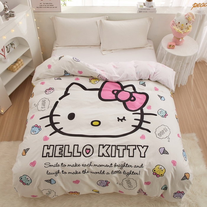 91家纺网 家纺一手货源 找家纺 蘭菲2023新款全棉印染三丽鸥全棉大版卡通四件套-被套 甜品站