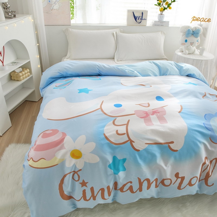 91家纺网 家纺一手货源 找家纺 蘭菲2023新款全棉印染三丽鸥全棉大版卡通四件套-被套 果果