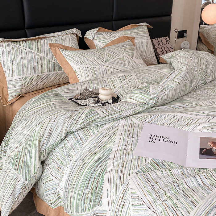 91家纺网 家纺一手货源 找家纺 金奇达 2024新款全棉宽边轻奢四件套 初夏