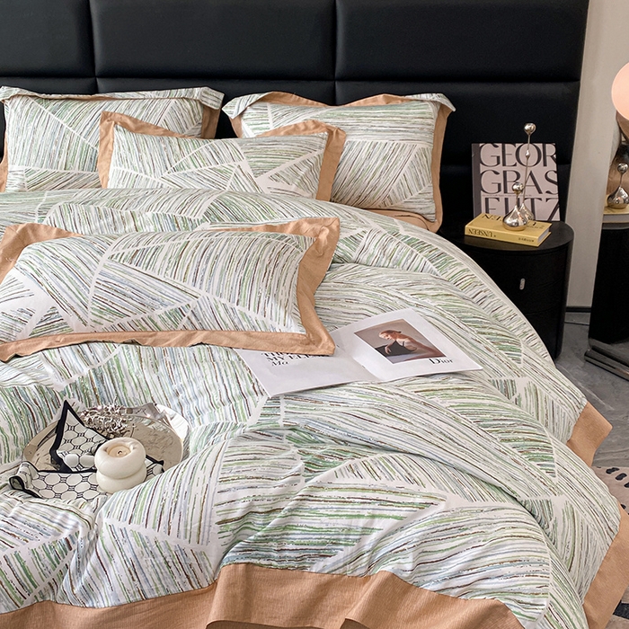 91家纺网 家纺一手货源 找家纺 金奇达 2024新款全棉宽边轻奢四件套 初夏