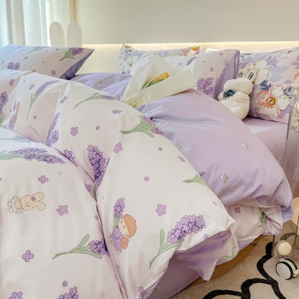 91家纺网 家纺一手货源 找家纺 （总）权瑾家纺 13372全棉纯棉四件套直播爆款小清新少女风