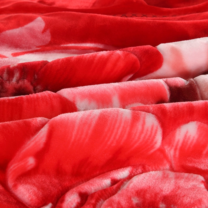 91家纺网 家纺一手货源 找家纺 新月家纺（锦威郎） 2023新款雕花数码印花月光毯 976大红