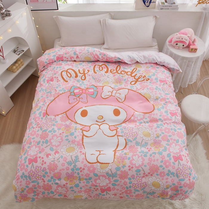 91家纺网 家纺一手货源 找家纺 蘭菲2023新款全棉印染三丽鸥全棉大版卡通四件套-被套 闺蜜