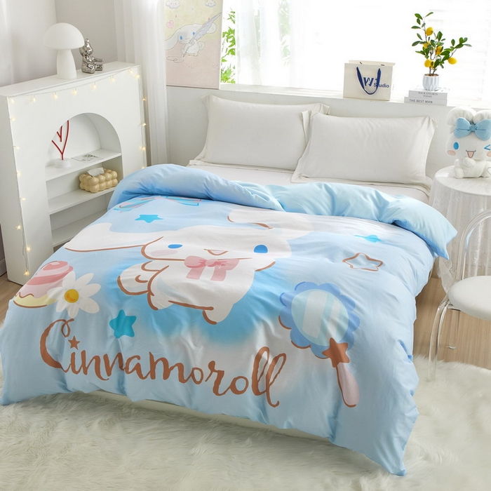 91家纺网 家纺一手货源 找家纺 蘭菲2023新款全棉印染三丽鸥全棉大版卡通四件套-被套 果果