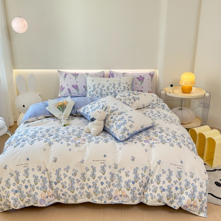 91家纺网 家纺一手货源 找家纺 （总）权瑾家纺 全棉13372印花四件套小清新少女风直播爆款