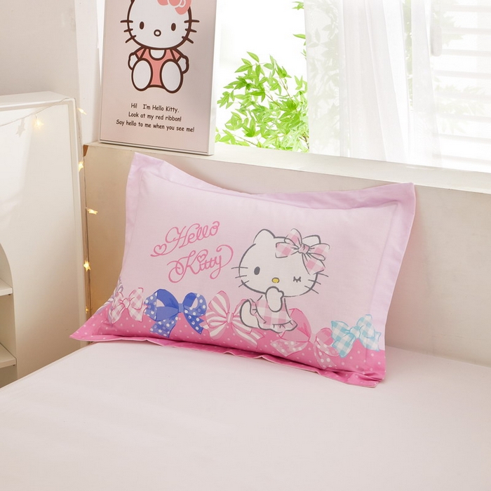 91家纺网 家纺一手货源 找家纺 蘭菲2023新款全棉印染三丽鸥全棉大版卡通四件套-枕套 炫彩KT