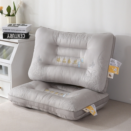 天意美  2023新款护颈锥助眠臻品蚕丝乳胶枕头枕芯 48x74cm臻品蚕丝-灰（一只）