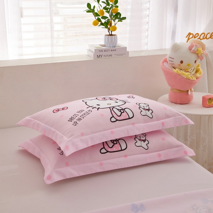 91家纺网 家纺一手货源 找家纺 （总）蘭菲2023新款全棉印染三丽鸥全棉大版卡通四件套-枕套